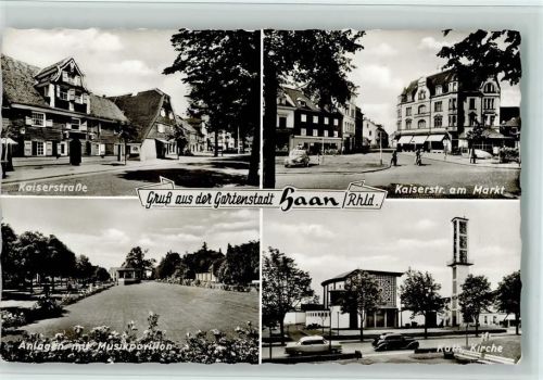 Haan Kaiserstraße Kaiserstraße am Markt Anlagenmit Musikpavillon Kath. Kirche 4-Bildaufnahme