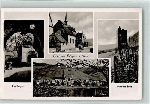 Ediger Kirchbogen Dreifaltigkeits-Kapelle Lehmener Turm Ortsansicht 4-Bildaufnahme