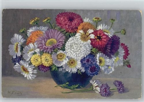 Blumenvase mit schönen Blumen Früh, W. 1925 Künstlerkarte