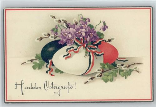 Ostern - Ostereier mit Schleife, Litho - Meissner & Buch Serie 2115 "Deutsche Ostern" AK