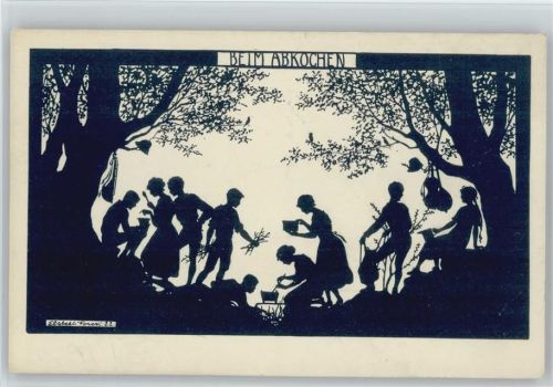Reihe XXI "Vom Wandern" Beim Lagerfeuer - Abkochen - Wandervögel - sign Forck