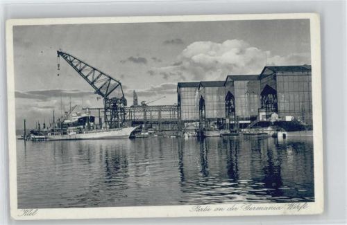 Kiel 1938 Germania Werft, Hafenpartie Riesenkran