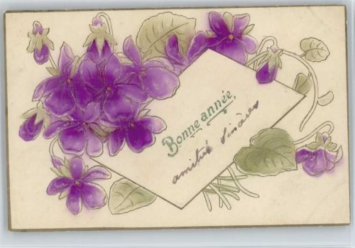 Blumen in Relief-Druck - Bonne Annee
