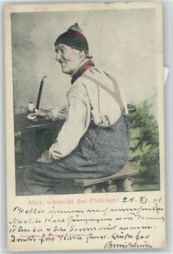 Alter Mann, Type - schmeckt die Pfeife 1901 AK