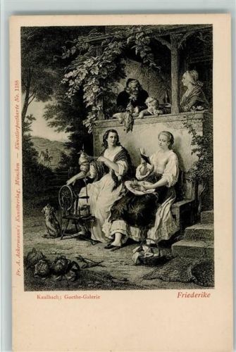 Friederike - Buch lesen, Spinnrad - Goethe Galerie