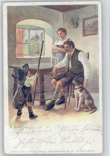 Serie XI "In Feld und Heim" - Trachten - Kind will wandern - Hund - 1902 AK