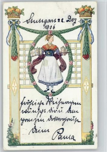 Serie 694 Biedermeier Ak Nr. 2 - 1908 Kellnerin Bierkrug Trachten - Girlanden Quidenus, F. Künstlerkarte
