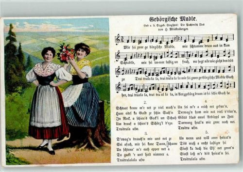 Gebörgische Madle, Trachten, Noten, Mückenberger Verlg.
