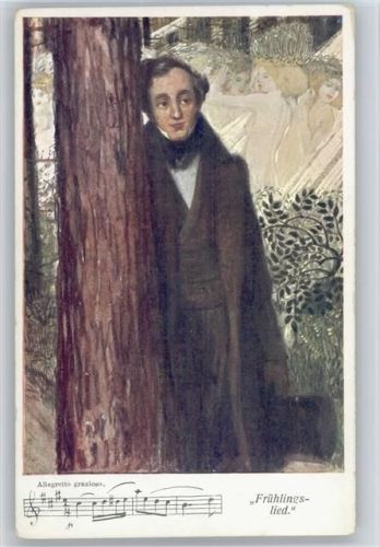 Wiener Künstler AK Serie 909-6 - Mendelssohn - nackte Frauen im Hintergrund
