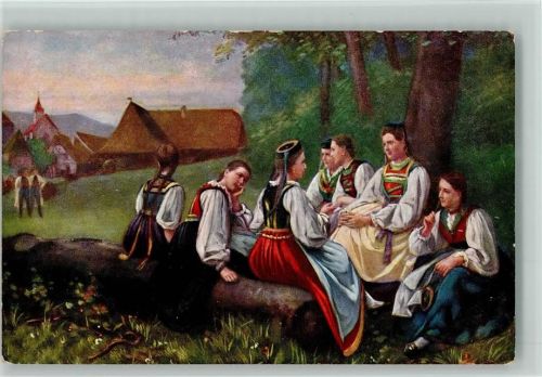Serie 2037-14 Die Jugend im Schwarzwald, Trachten , Gemälde von Vautier