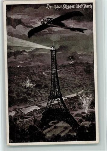 Deutscher Flieger über Paris AK