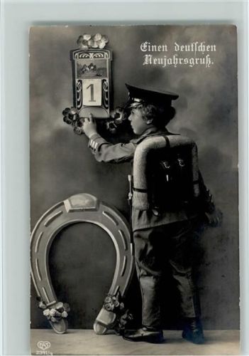 Serie EAS 2391-2 Neujahr - Kalenderblatt, großes Hufeisen , Foto AK