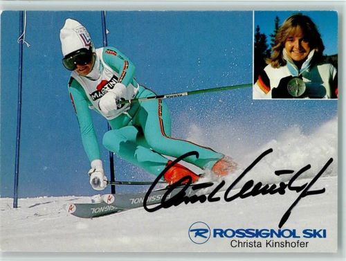 Christa Kinshofer bei der Abfahrt - Original Autogramm