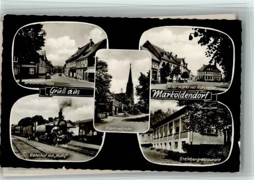 Markoldendorf Brückenstraße Alter Markt mit Ratskeller Bahnhof mit Molly Martinskirche Steinbergrestaurant