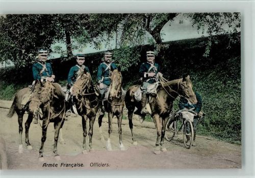 Armee Francaise - Offizieren auf Pferde und Fahrrad