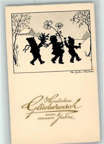 Neujahr - Kinder mit Tannenzweig, gute Erhaltung Sachse-Schubert, M.
