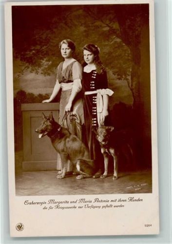 Erzherzogin Magarita und Maria Antonia mit ihren Schäferhunden NPG 5264 Foto AK