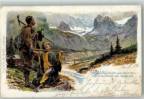 1904 mit dem Münchner Kindl , sign Ernst Platz , Berge