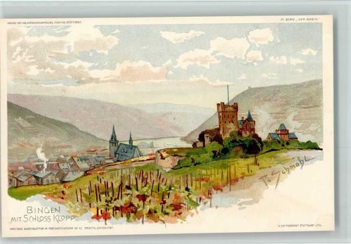 Bingen 1898 Verlag Freytag Nr. 17 sign Schmohl , III. Serie "Der Rhein" , Schloss Klopp , Sehr gute Erhaltung AK
