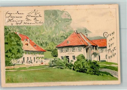 Posthalde 1897 sign KN. Künstler Postkarte Nr. 21 Verlag Velten AK Stockflecken