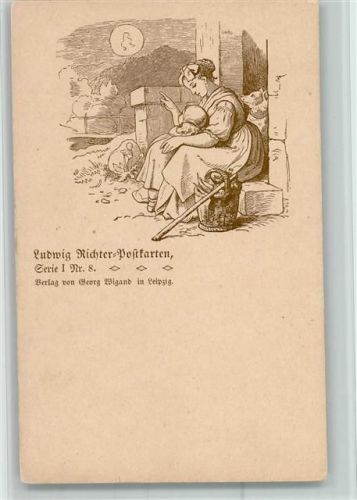 1900 Serie I Nr. 8 - Verlag Georg Wigand - Mutter und Kind betrachten den Mond AK