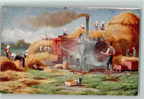 Erntehelfer und Maschine ca 1920 AK