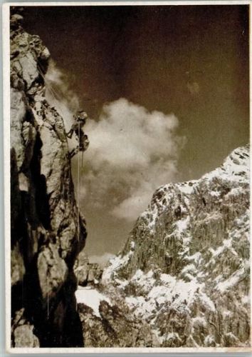 1940 Deutsche Bergwacht Nr. 11 - Abseilen eines Schwerverletzten durch 2 Rettungsmänner
