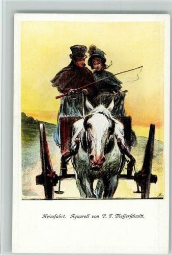 Neujahr - Heimfahrt mit einem Pferdegespann Gemälde von Messerschmitt