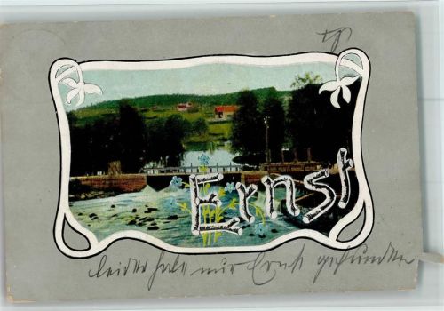 1905 Verlag Edgar Schmidt, Dresden Serie 1515 Dess. 4 - Namen auf Ansichtskarten "Ernst t" AK Jugendstil, Ecke beschädigt-