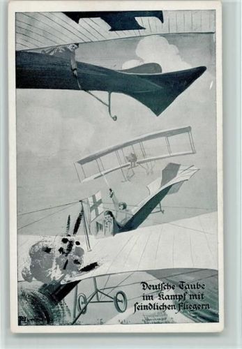 Deutsche Taube im Kampf mit feindl. Fliegern - Flugzeuge Luftflottenverein Künstlerkarte