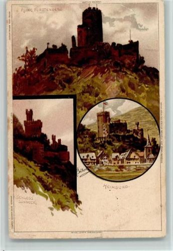 Ruine Fürstenberg, Heimburg ca 1900 litho AK