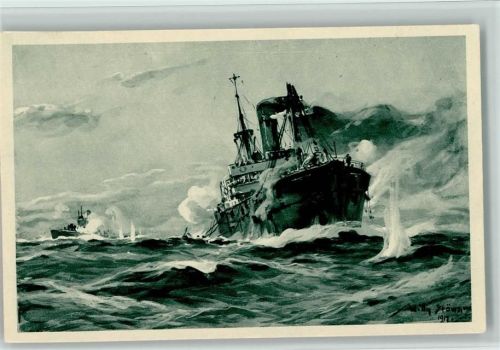 Deutsches U Boot im Gefecht mit einem Handelsdampfer