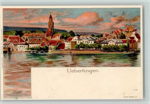 W7770 Überlingen , Bodensee Nr. 4 ? Sign. Biese - Sehr gute Erhaltung Velten Lithographie