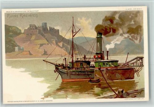 Kunstverlag Freytag Nr. 16 - III. Serie "Der Rhein" sign Schmohl - Binnenschiff Verlag Lithographie