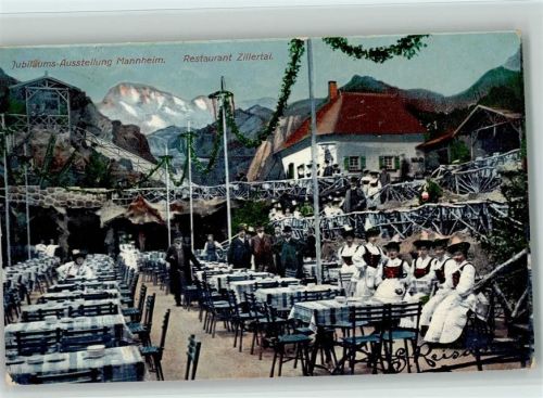 Mannheim Offiz. Nr. 83 AK Jubiläums Kunst- und Gartenbau Ausstellung , Restaurant Zillertal 1907 AK