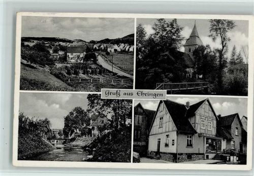 34471 W3549 Ehringen , Hess 1960 - Gemischtwaren , Kirche, Teilansicht AK