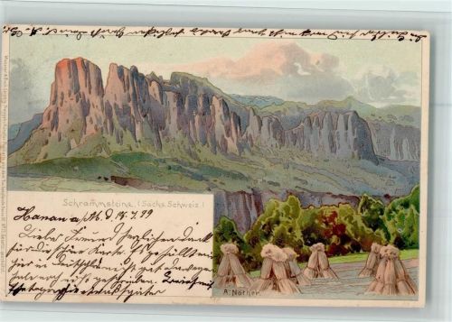 Bad Schandau 1899 Schrammsteine - Gesteinsformationen - Meissner & Buch Serie aus dem Sachsenlande Nr. 11, sign Nöther