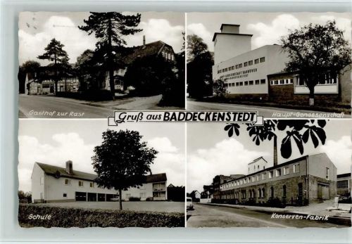 Baddeckenstedt Gasthof zur Rast, Schule, Konserven Fabrik, gute Erhaltung AK