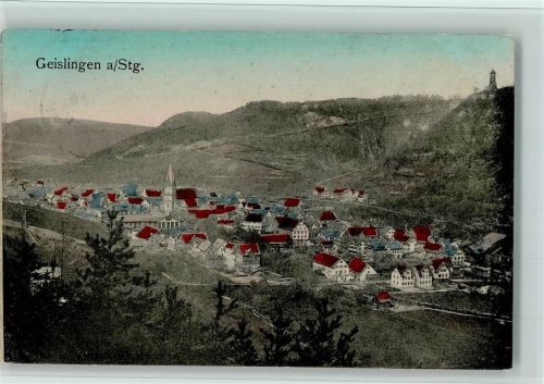 Geislingen 1911 handcoloriert - Teilansicht, gute Erhaltung AK