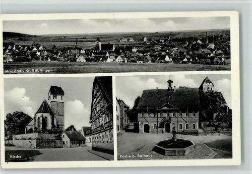 Magstadt Kirche , Rathaus , Teilansicht, gute Erhaltung AK