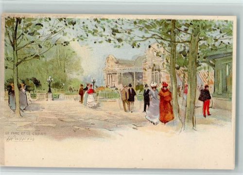 Le Parc et le Casino AK Cassiers, H. 1898 Lithographie / Künstlerkarte