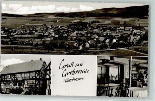 Grebenau Gesamtansicht Gaststätte W. Hofmann Innenaufnahme Gastraum 3-bildaufnahme