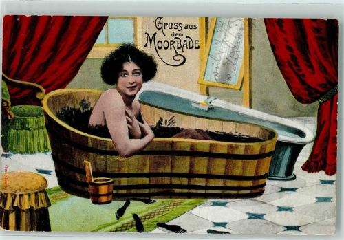 1911 Erotik - Frau sitzt im Moorbad AK