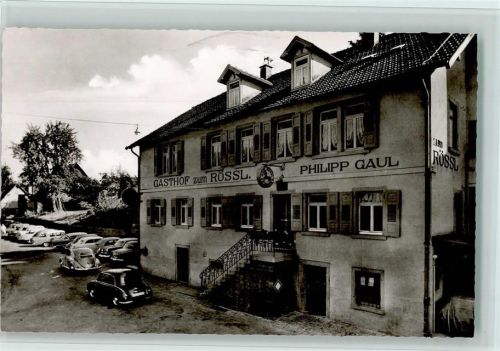 69151 W6903 Waldhilsbach 1968 Foto AK Gasthaus zum Rössl, viele Autos, gute Erhaltung AK