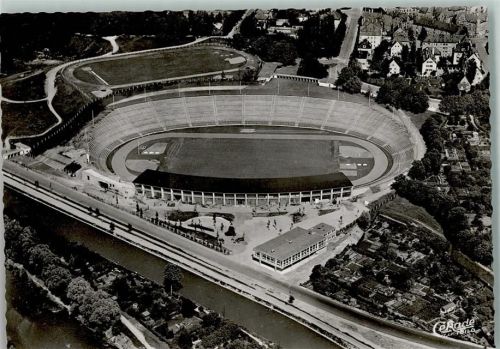 Augsburg 1955 Cekade Luftbild - Rosenau Stadion AK