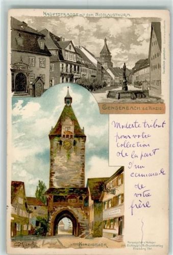 Gengenbach 1902 Hauptstraße mit dem Nicolausturm Kinzigtr sign Münd C.
