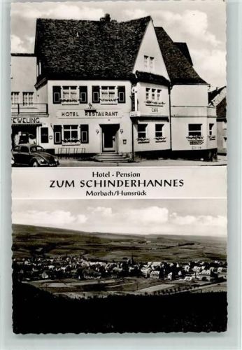 Morbach Hotel "Zum Schinderhannes, VW Käfer steht vor dem Haus, sehr gute Erhaltung AK