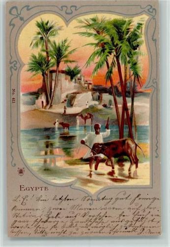 1902 Gruss aus - Jugendstil, Nr. 411 - Bauer mit Ochse