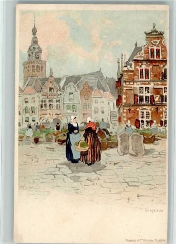 Nijmegen NYMEGEN Marktszene, sehr gute Erhaltung AK Cassiers, H. 1900 Lithographie / Künstlerkarte