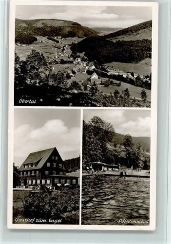Obertal Schwimmbad, Gasthof zum Engel, sehr gute Erhaltung AK